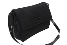 画像をギャラリービューアに読み込む, 極美品 PRADA プラダ ラージ パデッド ショルダーバッグ 1BD256 Re-Nylon ナイロン トライアングルロゴ レザー ブラック 中古 4b006197