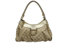 画像をギャラリービューアに読み込む, GUCCI グッチ GG アビー ワンショルダーバッグ ゴールド レザー キャンバス ハンドバッグ 190525 ロゴ ゴールド金具 美品 中古 4b006198