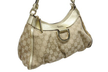 画像をギャラリービューアに読み込む, GUCCI グッチ GG アビー ワンショルダーバッグ ゴールド レザー キャンバス ハンドバッグ 190525 ロゴ ゴールド金具 美品 中古 4b006198