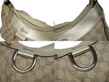 画像をギャラリービューアに読み込む, GUCCI グッチ GG アビー ワンショルダーバッグ ゴールド レザー キャンバス ハンドバッグ 190525 ロゴ ゴールド金具 美品 中古 4b006198