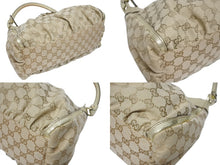 画像をギャラリービューアに読み込む, GUCCI グッチ GG アビー ワンショルダーバッグ ゴールド レザー キャンバス ハンドバッグ 190525 ロゴ ゴールド金具 美品 中古 4b006198