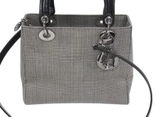 Load image into Gallery viewer, Christian Dior クリスチャンディオール レディディオール ミディアム 2WAY ハンドバッグ 千鳥格子 ブラック ホワイト 美品 中古 4b006201