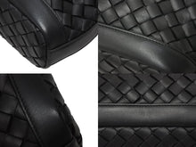 画像をギャラリービューアに読み込む, BOTTEGA VENETA ボッテガヴェネタ イントレチャート ハンドバッグ トートバッグ レザー ブラック 美品 中古 4b006203