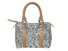 CHRISTIAN DIOR クリスチャンディオール ミニボストンバッグ ハンドバッグ PZ O401 スパンコール レザー シルバー 美品 中古 4b006207