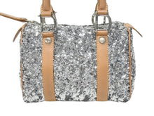 Load image into Gallery viewer, CHRISTIAN DIOR クリスチャンディオール ミニボストンバッグ ハンドバッグ PZ O401 スパンコール レザー シルバー 美品 中古 4b006207