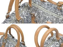 Load image into Gallery viewer, CHRISTIAN DIOR クリスチャンディオール ミニボストンバッグ ハンドバッグ PZ O401 スパンコール レザー シルバー 美品 中古 4b006207