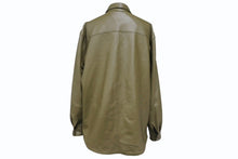 画像をギャラリービューアに読み込む, 極美品 SUPREME シュプリーム Leather Shirt レザーシャツ 長袖 ジャケット レザー ポリエステル カーキ サイズM 中古 4b006214