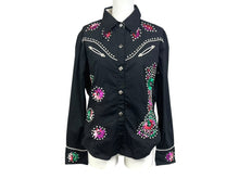 Load image into Gallery viewer, ANTIKDENIM アンティークデニム 長袖シャツ ウエスタンシャツ スタッズ 刺繍 ブラック マルチカラー サイズLL 美品 中古 4b006216