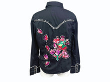 Load image into Gallery viewer, ANTIKDENIM アンティークデニム 長袖シャツ ウエスタンシャツ スタッズ 刺繍 ブラック マルチカラー サイズLL 美品 中古 4b006216