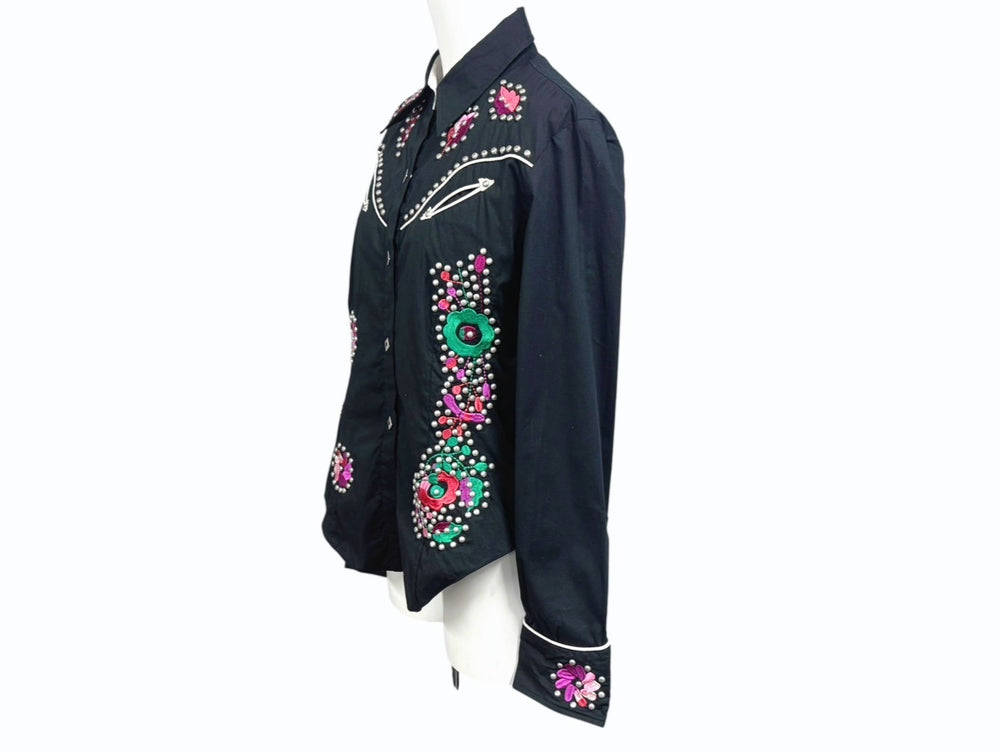 ANTIKDENIM Antique Denim Long Sleeve Shirt Western Shirt Studded Embroidery Black Multicolor Size LL Good Condition Used 4b006216