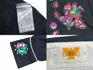 ANTIKDENIM アンティークデニム 長袖シャツ ウエスタンシャツ スタッズ 刺繍 ブラック マルチカラー サイズLL 美品 中古 4b006216
