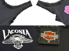 画像をギャラリービューアに読み込む, HARLEY DAVIDSON ハーレーダビッドソン タンクトップ ロゴ 薔薇 ポリエステル コットン ブラック ピンク 美品 中古 4b006220