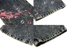 Load image into Gallery viewer, 極美品 MIUMIU ミュウミュウ フラワーペイント デニムパンツ AMM1 2019 2161 コットン ポリエステル ブルー ピンク サイズ28 中古 4b006223