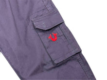 画像をギャラリービューアに読み込む, TRUE RELIGION トゥルーレリジョン カーゴパンツ ひロゴ アメリカ製 コットン ネイビー サイズ38 美品 中古 4b006224