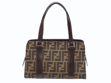 画像をギャラリービューアに読み込む, FENDI フェンディ ワンショルダー ハンドバッグ ブラウン ズッカ柄 キャンバス レザー 美品 中古 4b006227