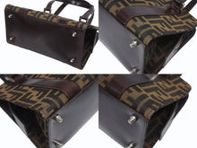 画像をギャラリービューアに読み込む, FENDI フェンディ ワンショルダー ハンドバッグ ブラウン ズッカ柄 キャンバス レザー 美品 中古 4b006227