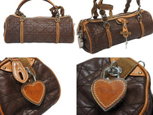 画像をギャラリービューアに読み込む, Christian Dior クリスチャンディオール ロマンティック ハンドバッグ カナージュ レザー ブラウン シルバー金具 美品 中古 4b006229