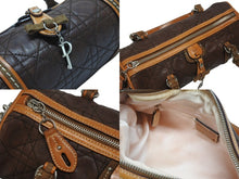 画像をギャラリービューアに読み込む, Christian Dior クリスチャンディオール ロマンティック ハンドバッグ カナージュ レザー ブラウン シルバー金具 美品 中古 4b006229