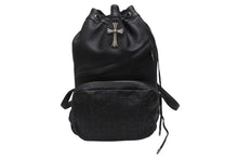 画像をギャラリービューアに読み込む, 新品同様 CHROME HEARTS クロムハーツ STRANGE LOVE BAG リュック セメタリー クロスパッチ ラージクロス レザー ブラック 中古 4b006233
