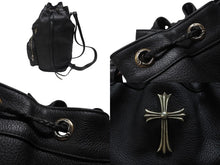 画像をギャラリービューアに読み込む, 新品同様 CHROME HEARTS クロムハーツ STRANGE LOVE BAG リュック セメタリー クロスパッチ ラージクロス レザー ブラック 中古 4b006233