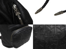 画像をギャラリービューアに読み込む, 新品同様 CHROME HEARTS クロムハーツ STRANGE LOVE BAG リュック セメタリー クロスパッチ ラージクロス レザー ブラック 中古 4b006233