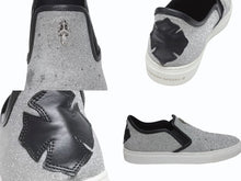 画像をギャラリービューアに読み込む, CHROME HEARTS クロムハーツ CH SLIP ON スリッポン スニーカー サイズ43 グリッター シルバー CHプラスパッチ ダガー装飾 良品 中古 4b006235