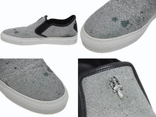 画像をギャラリービューアに読み込む, CHROME HEARTS クロムハーツ CH SLIP ON スリッポン スニーカー サイズ43 グリッター シルバー CHプラスパッチ ダガー装飾 良品 中古 4b006235