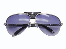 画像をギャラリービューアに読み込む, CHROME HEARTS クロムハーツ BALLS ボールズ サングラス アイウェア ティアドロップ CHプラス フローラルクロス シルバー 美品 中古 4b006237