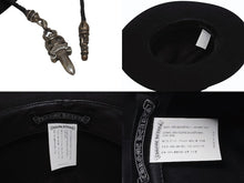 画像をギャラリービューアに読み込む, CHROME HEARTS クロムハーツ フェザーハット 帽子 サイズL ビーバーフェルト ハラコ ブラック 美品 中古 4b006243