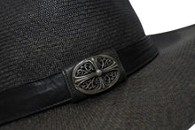 画像をギャラリービューアに読み込む, CHROME HEARTS クロムハーツ オーバルクロス ガスリンガー レザー ストローハット 帽子 サイズM 58.5cm 良品 中古 4b006244