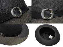 画像をギャラリービューアに読み込む, CHROME HEARTS クロムハーツ オーバルクロス ガスリンガー レザー ストローハット 帽子 サイズM 58.5cm 良品 中古 4b006244