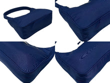 画像をギャラリービューアに読み込む, 極美品 PRADA プラダ ホーボー ハンドバッグ トライアングルロゴ 三角プレートロゴ ブルー ナイロン シルバー金具 イタリア製 中古 4b006248