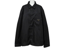 画像をギャラリービューアに読み込む, 極美品 PRADA プラダ Re-Nylon Shirt リナイロン 長袖シャツ SC514 サイズXXL トライアングルロゴ 三角ロゴプレート ブラック 中古 4b006249