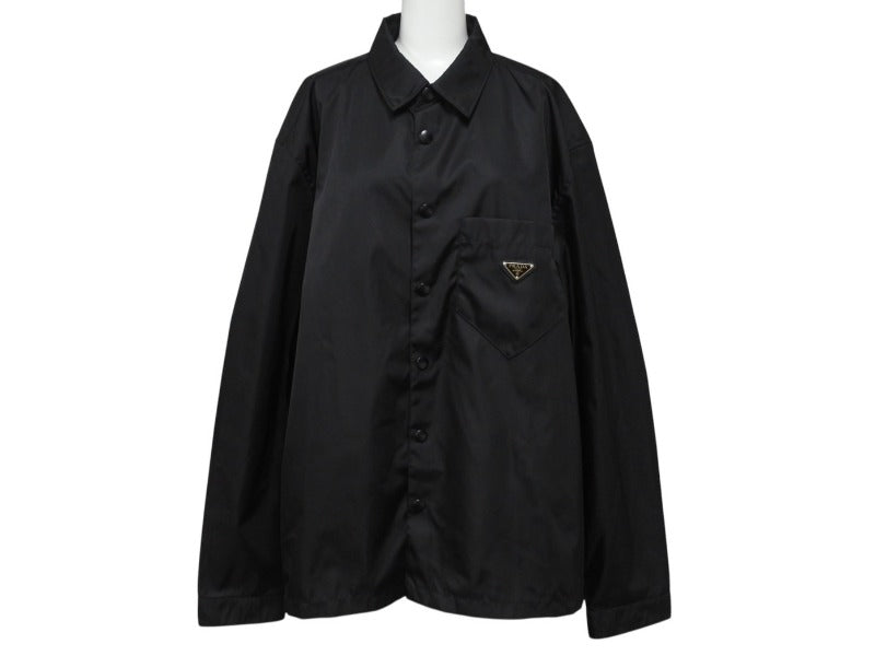 新品未使用‼️PRADA 7部丈 ラグランシャツ size38 伊製 極美品 PRADA プラダ Re-Nylon Shirt リナイロン 長袖シャツ SC514