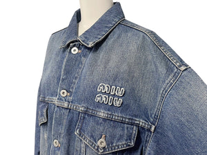 MIUMIU ミュウミュウ デニム ブルゾン ジャケット ブルー ロゴ