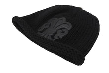 画像をギャラリービューアに読み込む, 極美品 CHROME HEARTS クロムハーツ BSフレア レザーパッチ ニットキャップ BSフレア ボタン ビーニー カシミヤ ブラック ONE SIZE 中古 4b006254