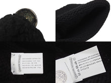 画像をギャラリービューアに読み込む, 極美品 CHROME HEARTS クロムハーツ BSフレア レザーパッチ ニットキャップ BSフレア ボタン ビーニー カシミヤ ブラック ONE SIZE 中古 4b006254