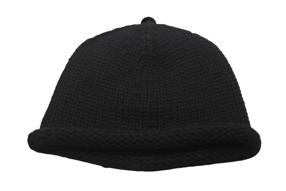 Very Good Condition CHROME HEARTS BS Flare Leather Patch Knit Cap BS Flare Button Beanie Cashmere Black ONE SIZE Used 4b006255
