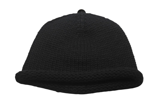 極美品 CHROME HEARTS クロムハーツ BSフレア レザーパッチ ニットキャップ BSフレア ボタン ビーニー カシミヤ ブラック ONE SIZE 中古 4b006255