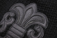 画像をギャラリービューアに読み込む, 極美品 CHROME HEARTS クロムハーツ BSフレア レザーパッチ ニットキャップ BSフレア ボタン ビーニー カシミヤ ブラック ONE SIZE 中古 4b006255