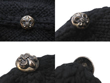 画像をギャラリービューアに読み込む, 極美品 CHROME HEARTS クロムハーツ BSフレア レザーパッチ ニットキャップ BSフレア ボタン ビーニー カシミヤ ブラック ONE SIZE 中古 4b006255