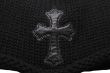 画像をギャラリービューアに読み込む, 極美品 CHROME HEARTS クロムハーツ クロスパッチ ニットキャップ ビーニー カシミヤ レザー シルバー925 ブラック ONE SIZE 中古 4b006256