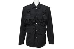 極美品 PRADA プラダ 24SS シングルブレスト コットンジャケット UG1267 IC コットン ブラック サイズ48R 中古 4b006260