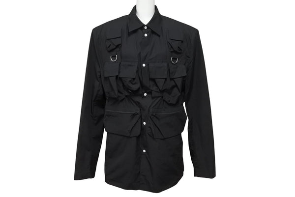 極美品 PRADA プラダ 24SS シングルブレスト コットンジャケット UG1267 IC コットン ブラック サイズ48R 中古 4b006260