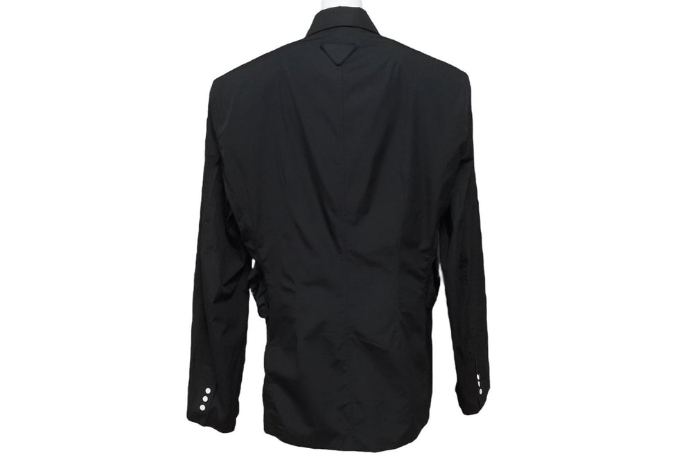 極美品 PRADA プラダ 24SS シングルブレスト コットンジャケット UG1267 IC コットン ブラック サイズ48R 中古 4b006260