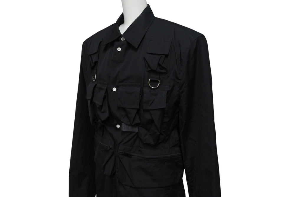 極美品 PRADA プラダ 24SS シングルブレスト コットンジャケット UG1267 IC コットン ブラック サイズ48R 中古 4b006260