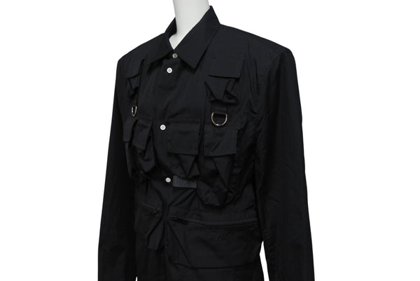極美品 PRADA プラダ 24SS シングルブレスト コットンジャケット UG1267 IC コットン ブラック サイズ48R 中古 4b006260