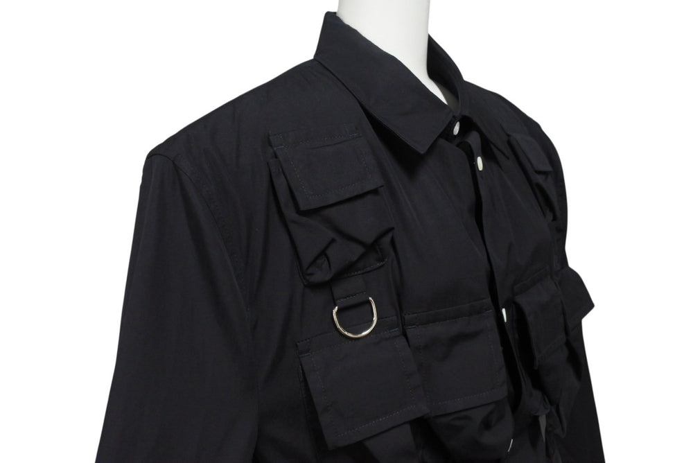 極美品 PRADA プラダ 24SS シングルブレスト コットンジャケット UG1267 IC コットン ブラック サイズ48R 中古 4b006260