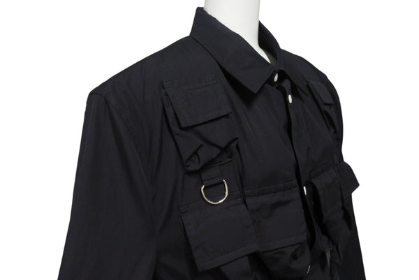 極美品 PRADA プラダ 24SS シングルブレスト コットンジャケット UG1267 IC コットン ブラック サイズ48R 中古 4b006260
