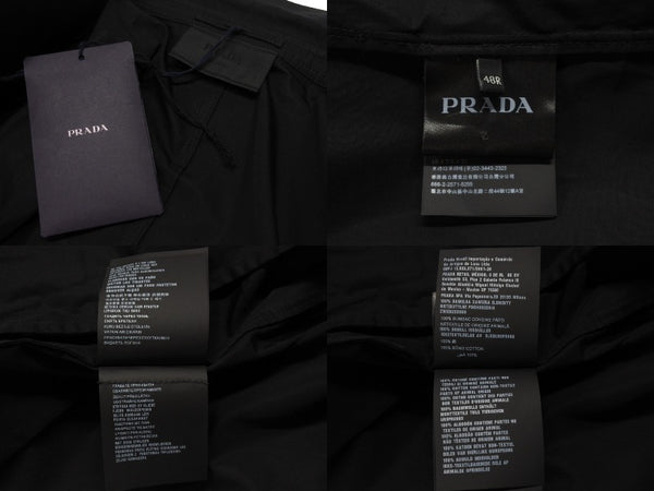 極美品 PRADA プラダ 24SS シングルブレスト コットンジャケット UG1267 IC コットン ブラック サイズ48R 中古 4b006260